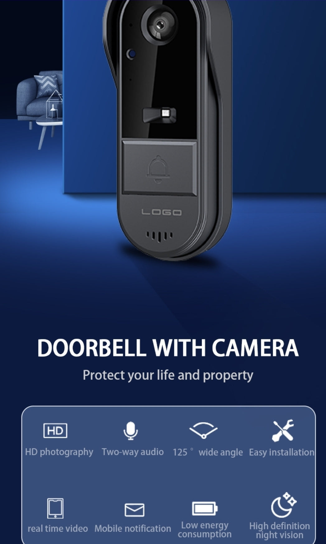 Smart wireless outdoor doorbell camera